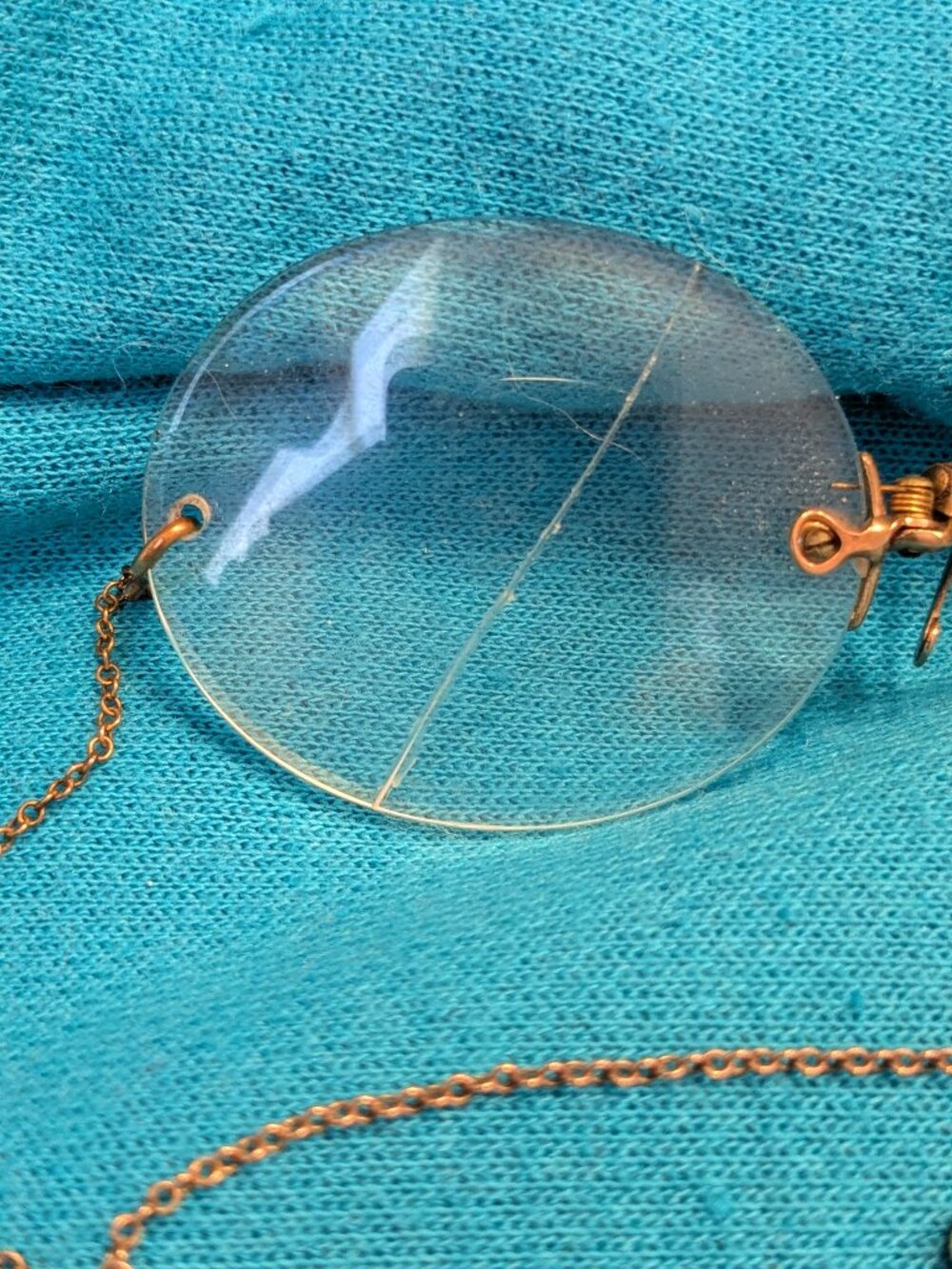 1900s Victorian Gold Filled Pince-Nez Rimless Glasses Chain Clip and Case - Picture 5 of 12